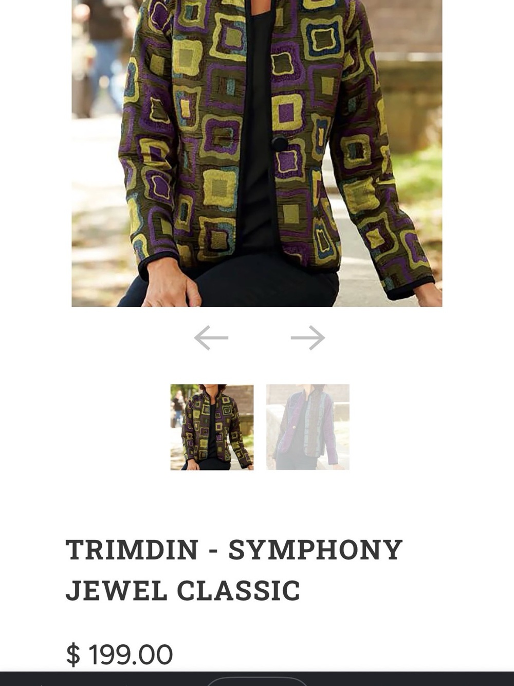Trimdin Symphony Jewel Classic Reversible Jacket